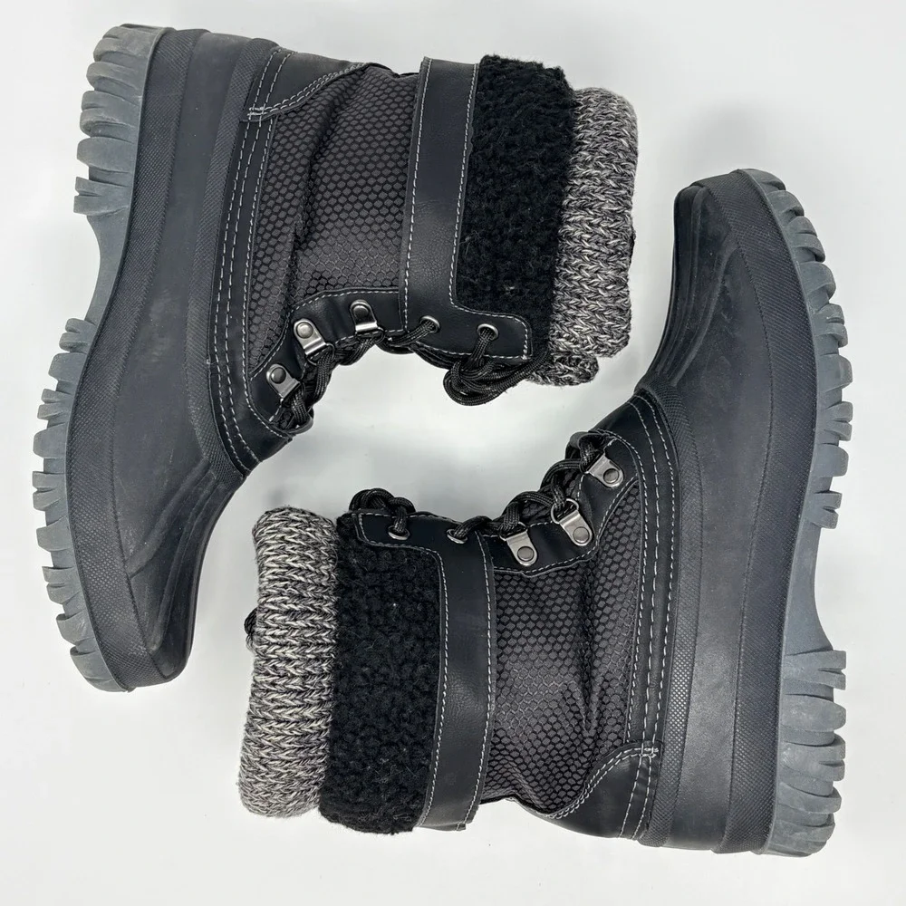 Storm by Cougar Creek Womens Black Size 10 Winter Duck Boots Knit Collar Lace up